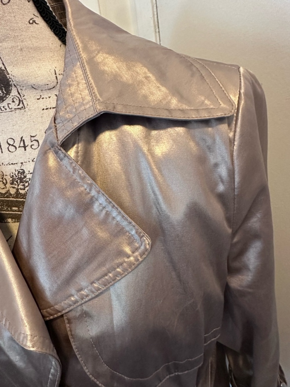 Metallic Gold Trench Coat with Belt - Picture 3 of 14